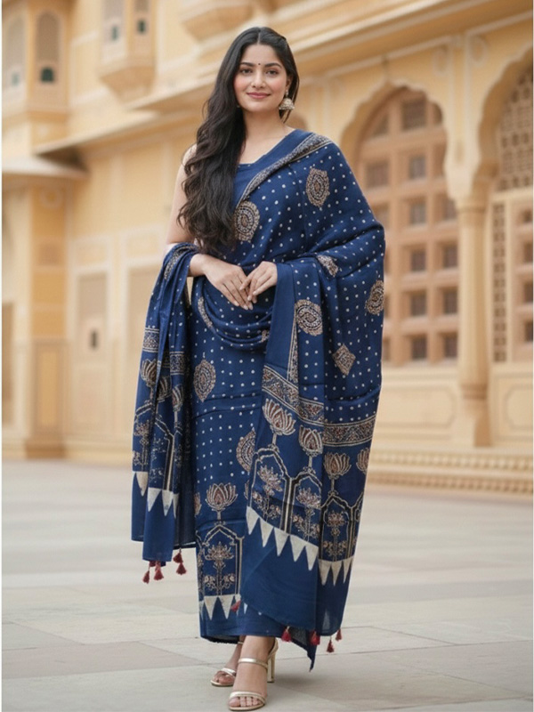 Silk Printed Dupatta Set