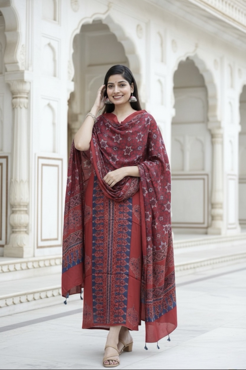 Silk Printed Dupatta Set